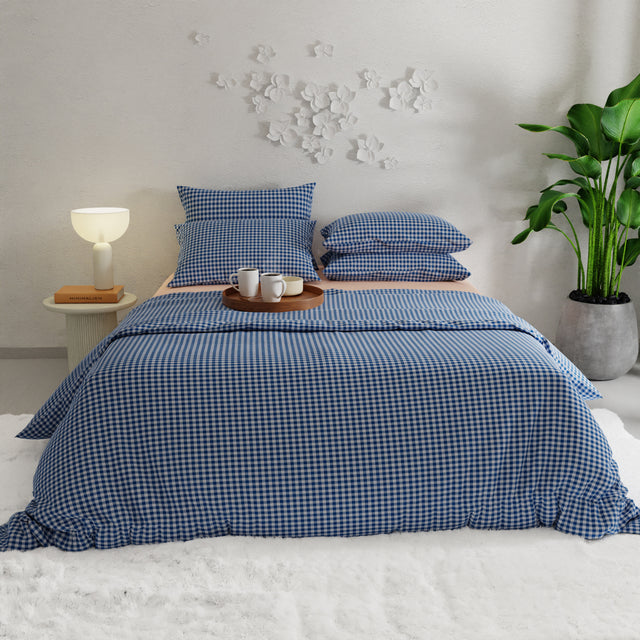Blue Waves in classic Gingham style
